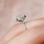 3.0 CT Oval Moissanite Hidden Halo Setting Engagement Ring