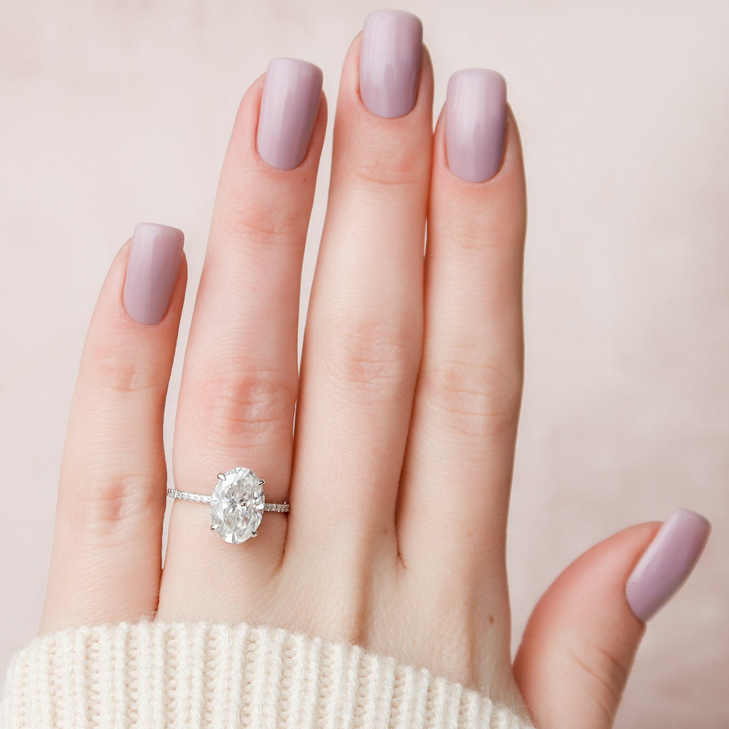 3.0 CT Oval Moissanite Hidden Halo Setting Engagement Ring