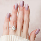 3.0 CT Oval Moissanite Hidden Halo Setting Engagement Ring
