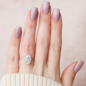 3.0 CT Oval Moissanite Hidden Halo Setting Engagement Ring