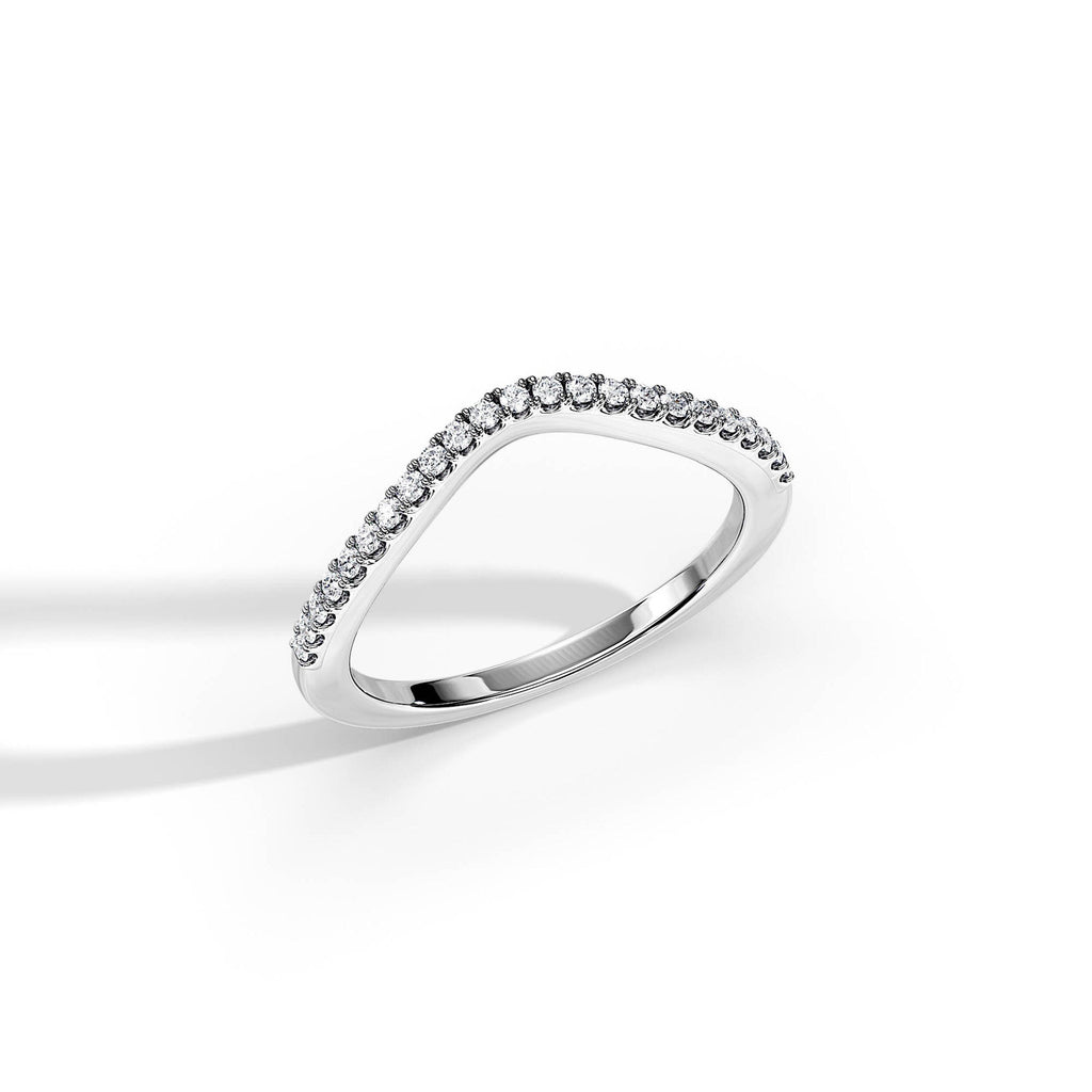 0.2 TCW Round Moissanite Curved Wedding Band