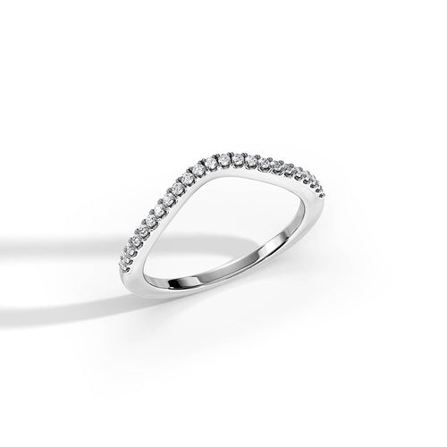 0.2 TCW Round Moissanite Curved Wedding Band