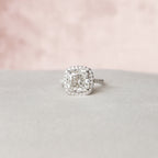 4.0 CT Cushion Moissanite Halo Setting Engagement Ring