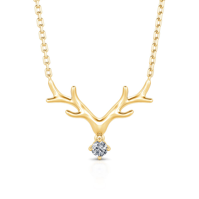 0.18 TCW Round Cut Antlers Moissanite Diamond Necklace