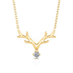0.18 TCW Round Cut Antlers Moissanite Diamond Necklace