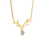 0.18 TCW Round Cut Antlers Moissanite Diamond Necklace