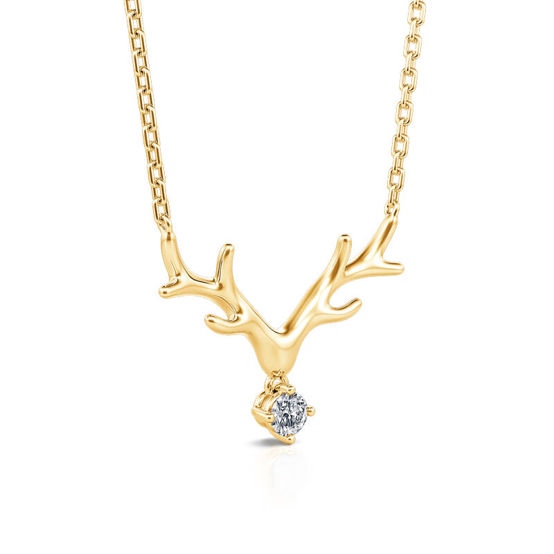 0.18 TCW Round Cut Antlers Moissanite Diamond Necklace