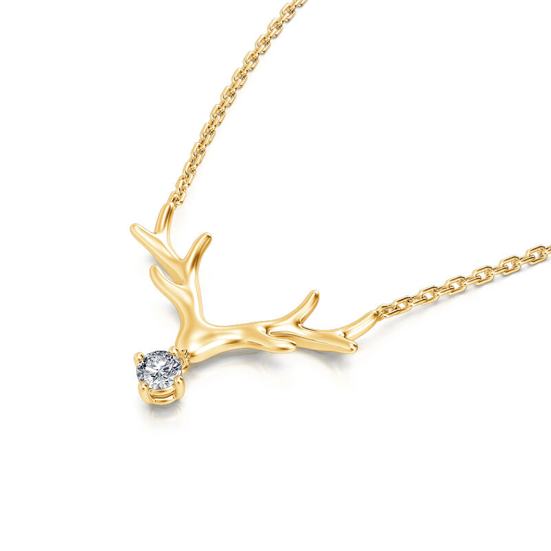 0.18 TCW Round Cut Antlers Moissanite Diamond Necklace