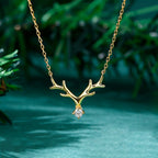 0.18 TCW Round Cut Antlers Moissanite Diamond Necklace