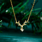 0.18 TCW Round Cut Antlers Moissanite Diamond Necklace