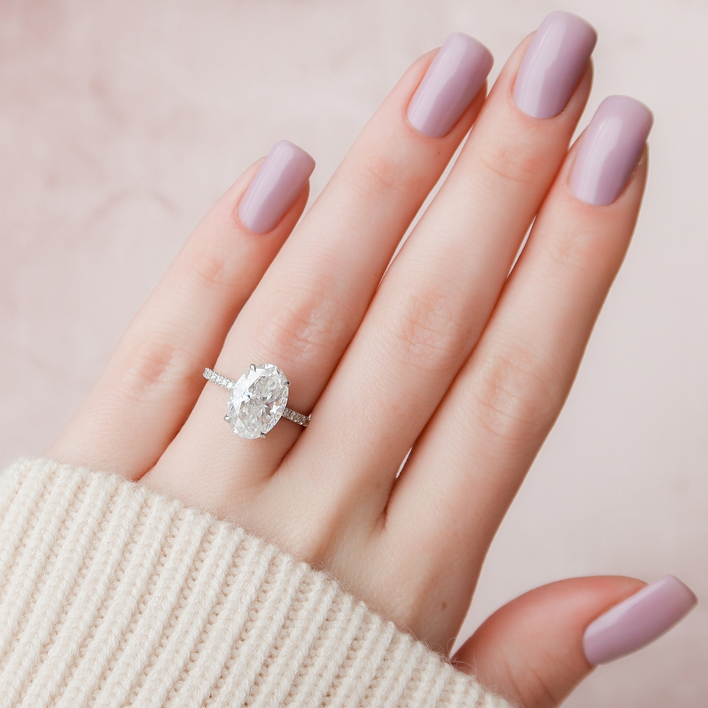 4.0 CT Oval Moissanite Pave Setting Engagement Ring