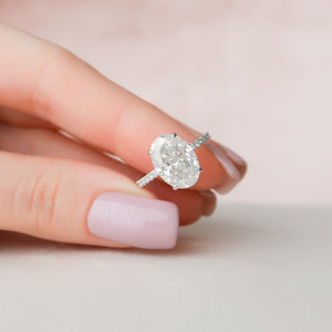 4.0 CT Oval Moissanite Pave Setting Engagement Ring