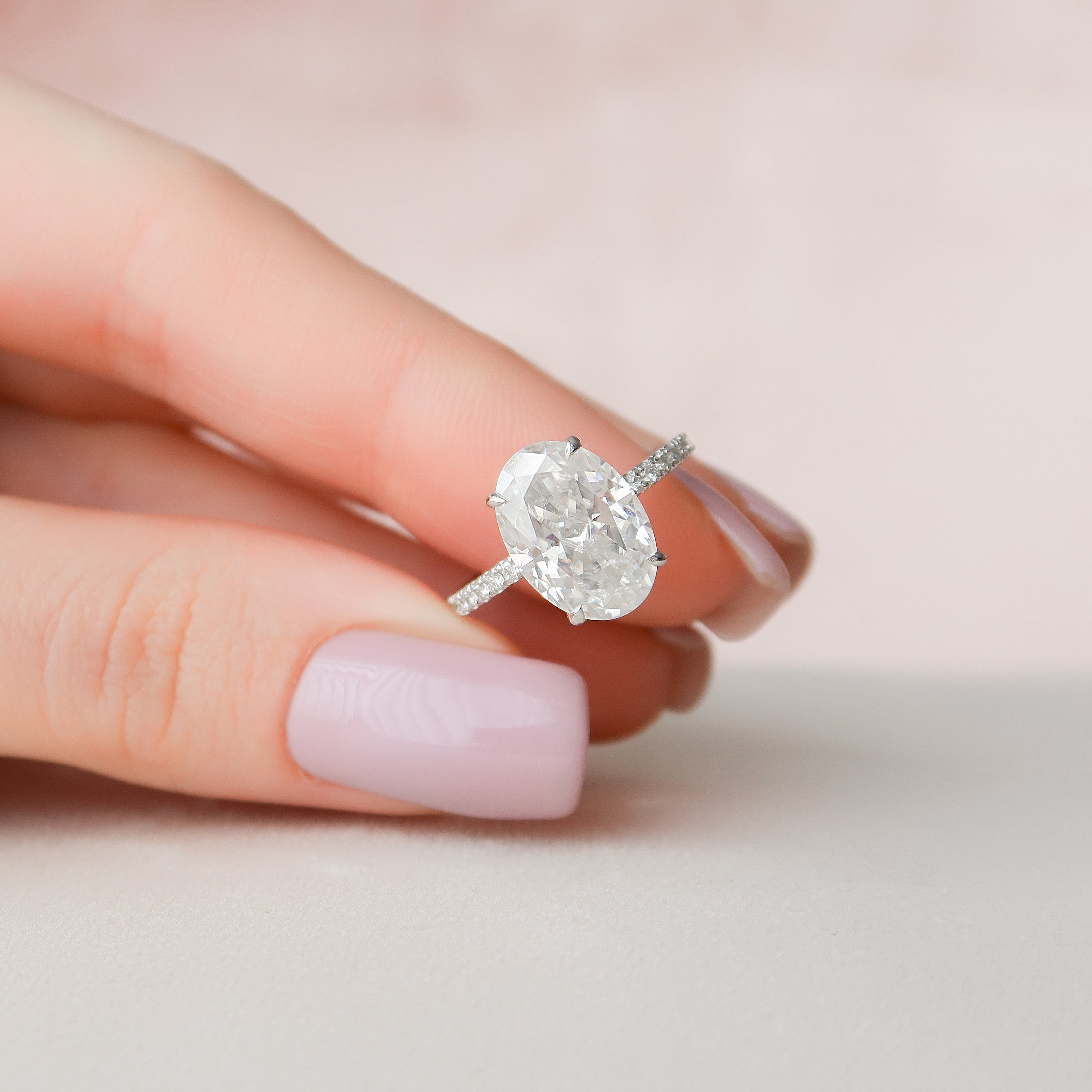 4.0 CT Oval Moissanite Pave Setting Engagement Ring