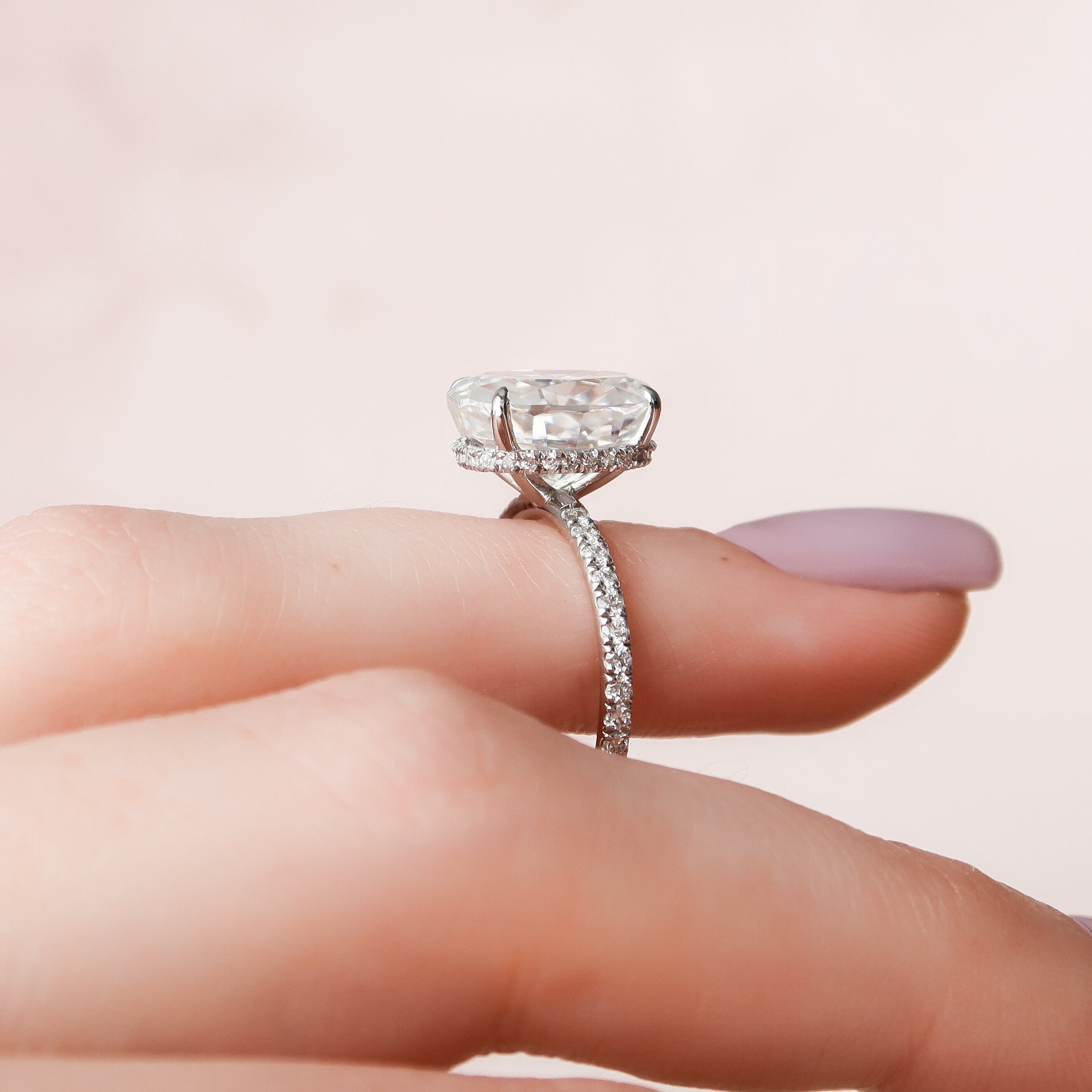 4.0 CT Oval Moissanite Pave Setting Engagement Ring
