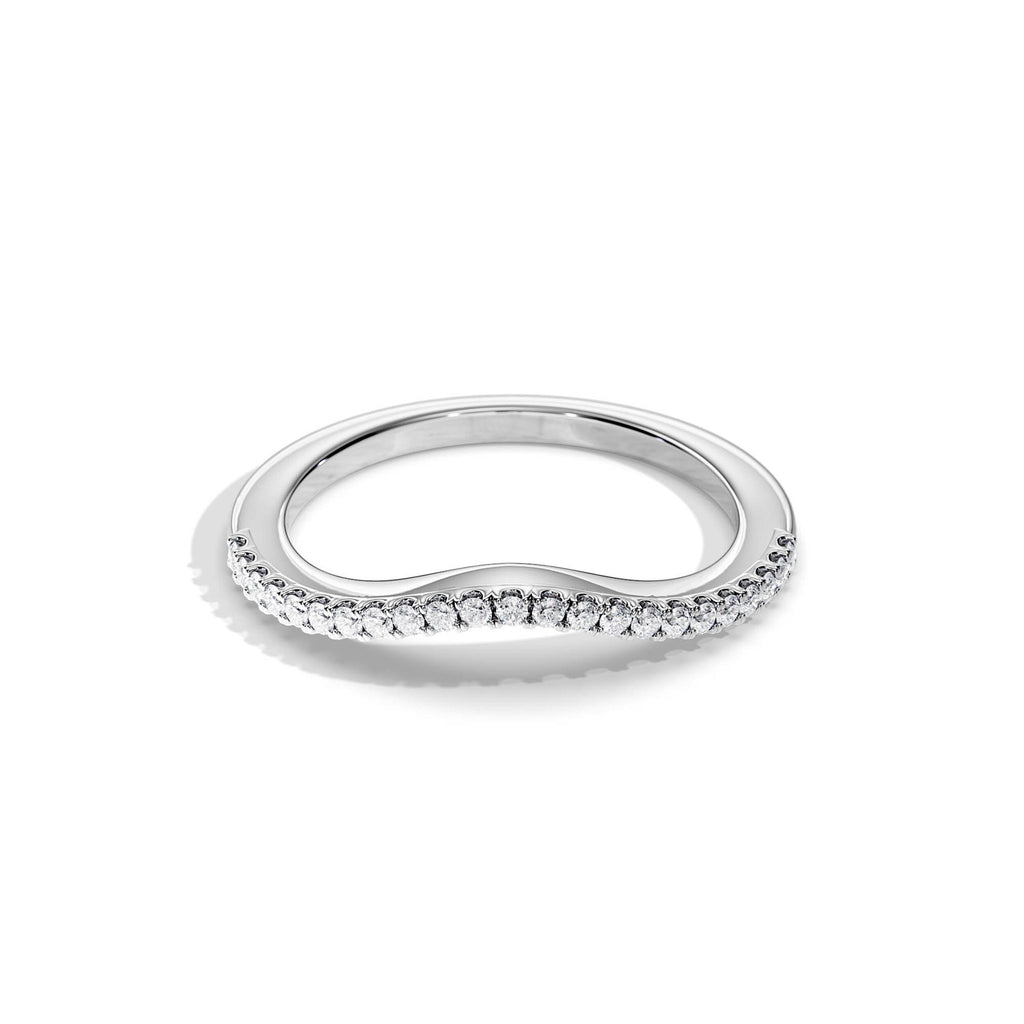 0.2 TCW Round Moissanite Curved Wedding Band
