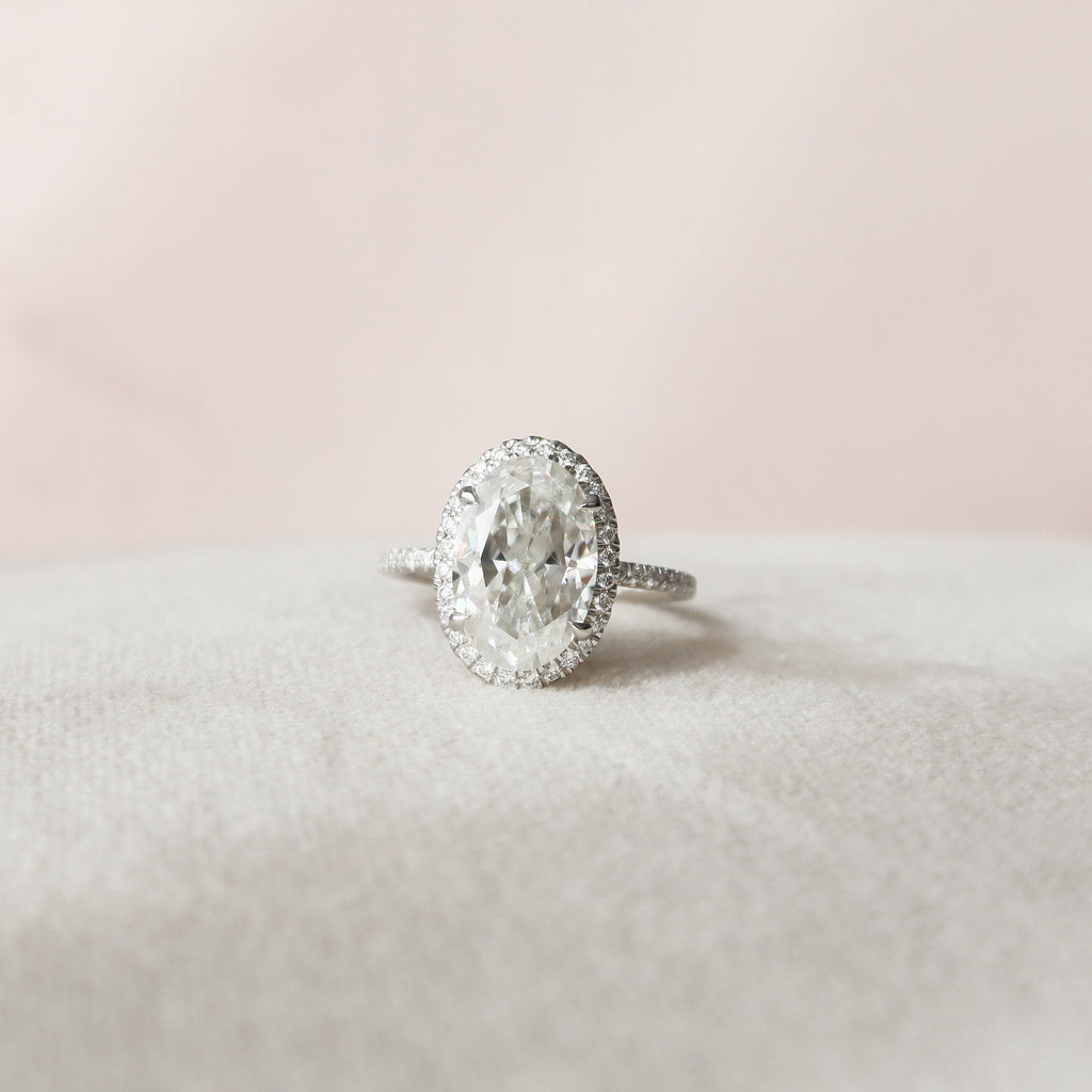 3.50 CT Oval Cut Moissanite Halo Pave Setting Engagement Ring