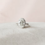 3.50 CT Oval Cut Moissanite Halo Pave Setting Engagement Ring