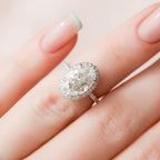 3.50 CT Oval Cut Moissanite Halo Pave Setting Engagement Ring