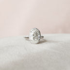3.50 CT Oval Cut Moissanite Halo Pave Setting Engagement Ring