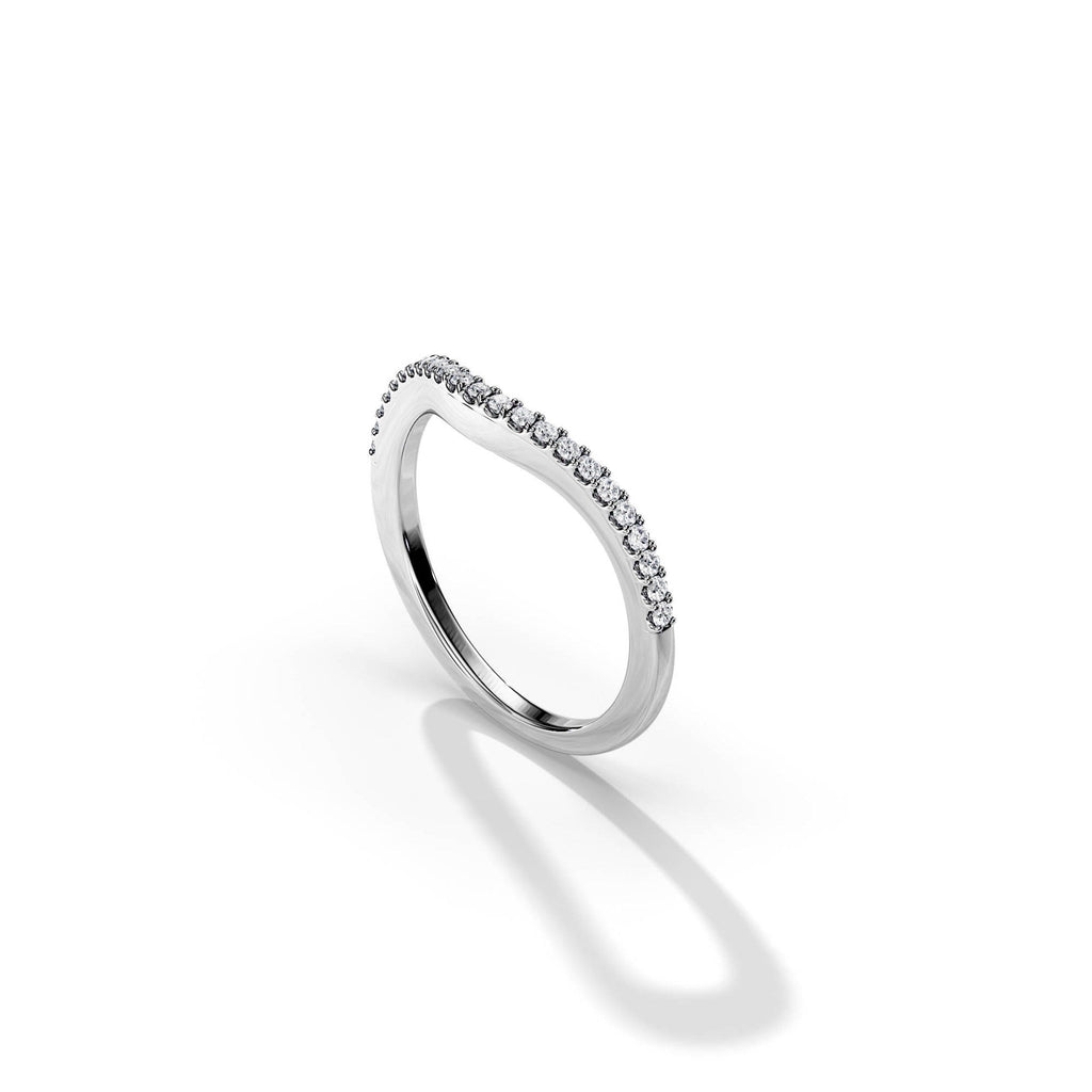 0.2 TCW Round Moissanite Curved Wedding Band