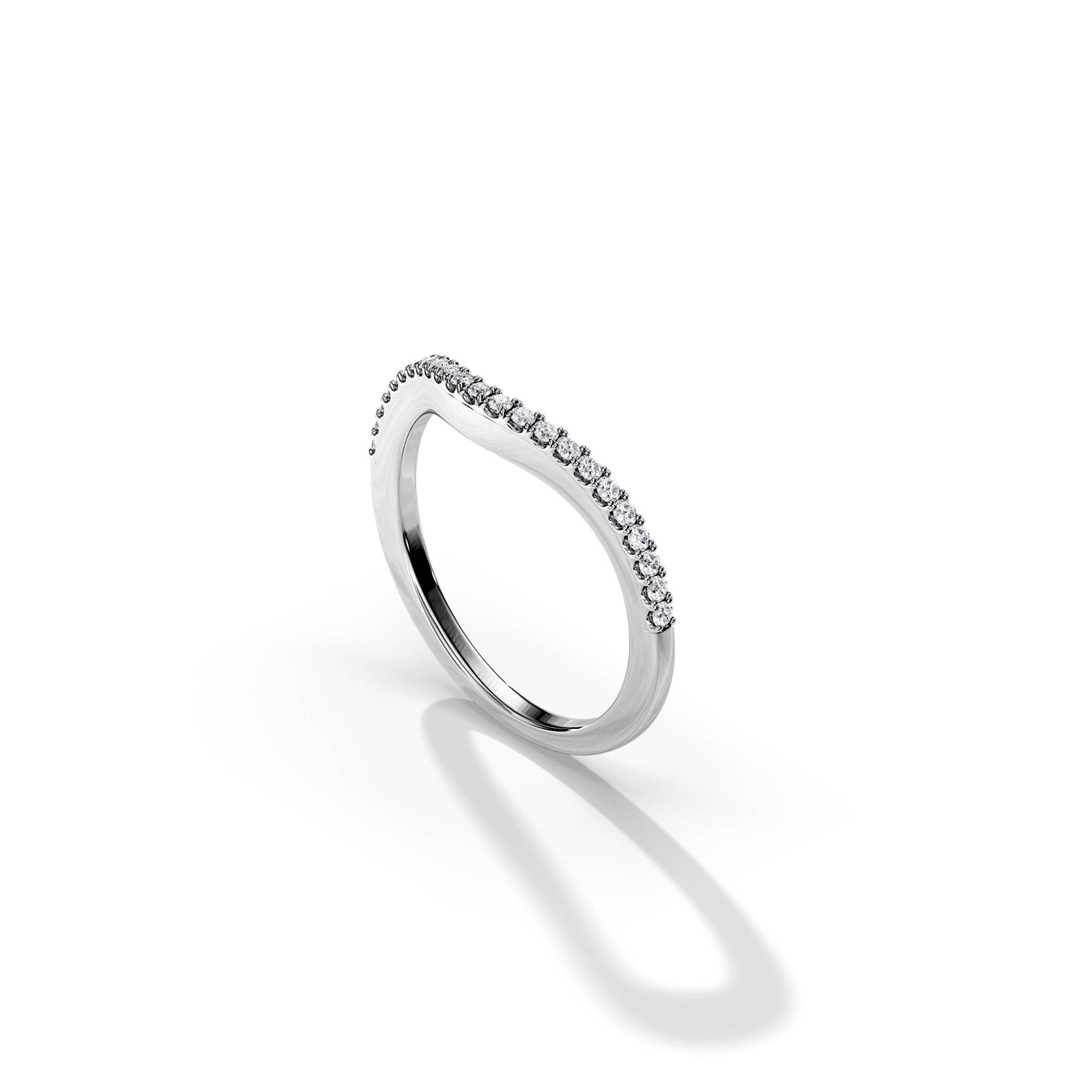 0.2 TCW Round Moissanite Curved Wedding Band