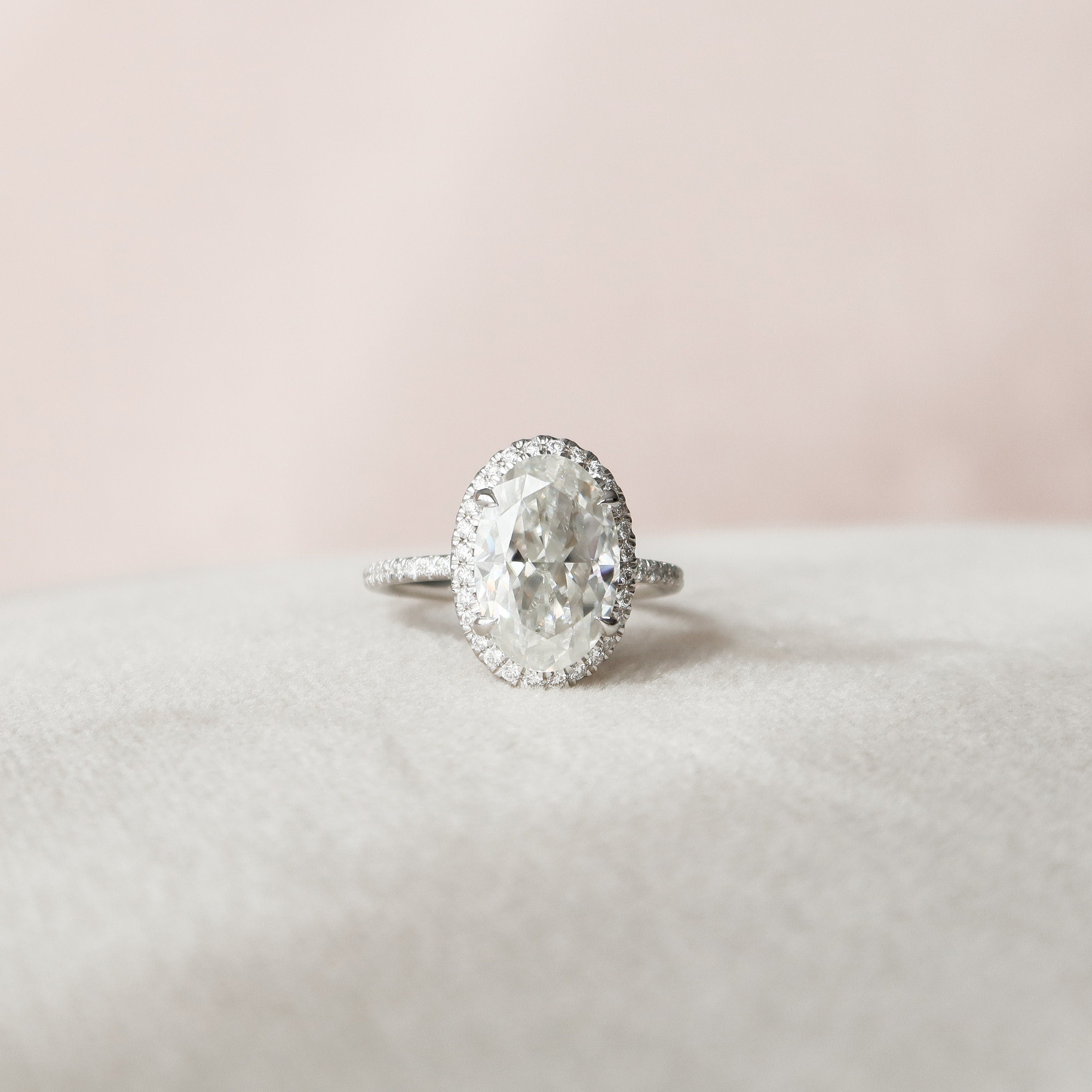 3.50 CT Oval Cut Moissanite Halo Pave Setting Engagement Ring