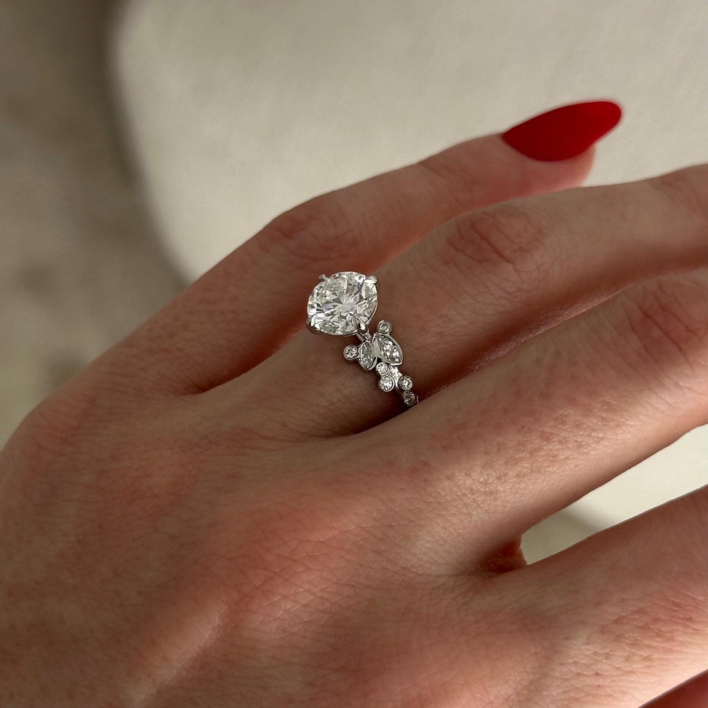 2.0 CT Round Cut Moissanite Cluster Style Engagement Ring