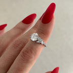 2.0 CT Round Cut Moissanite Cluster Style Engagement Ring