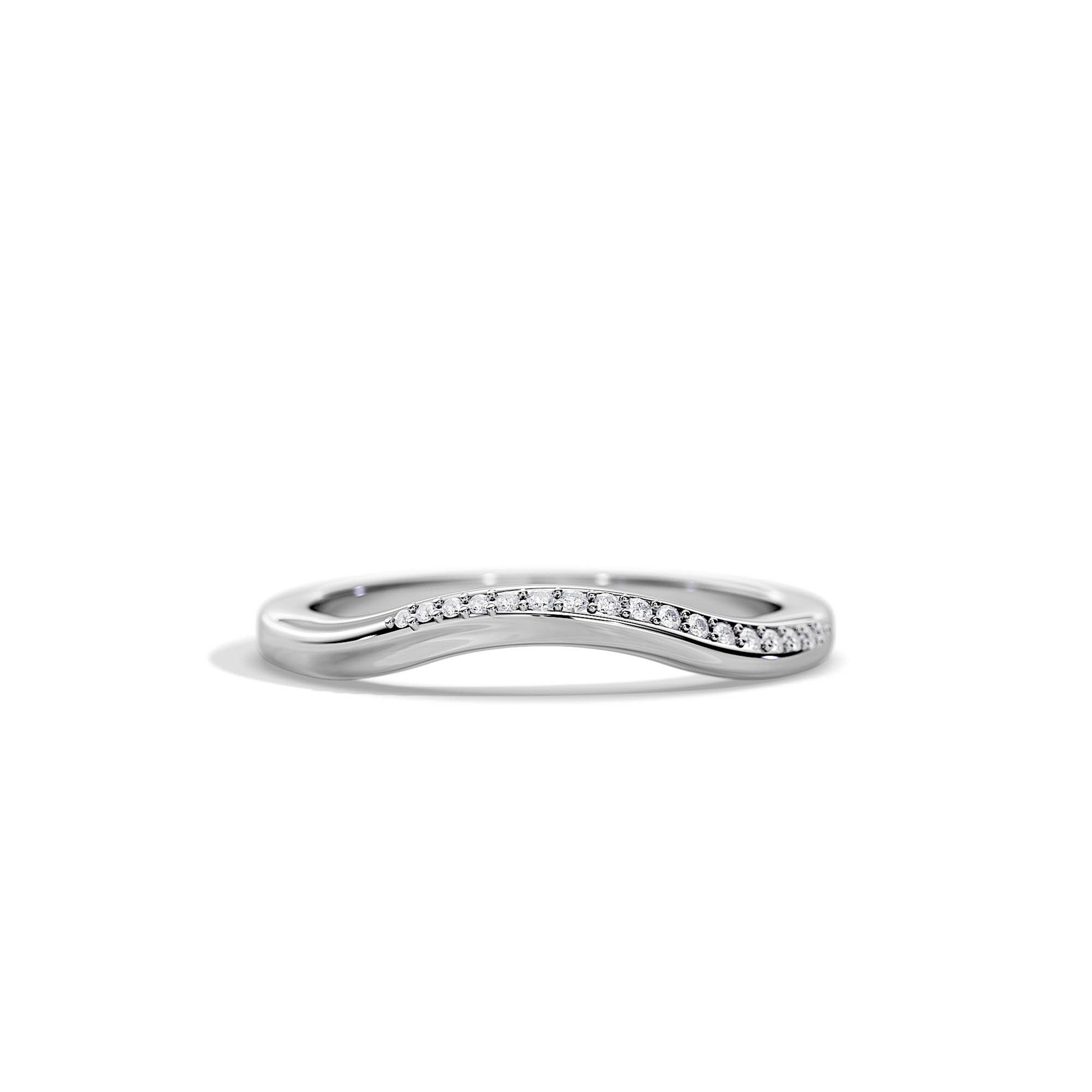 0.07 TCW Round Moissanite Curved Wedding Band