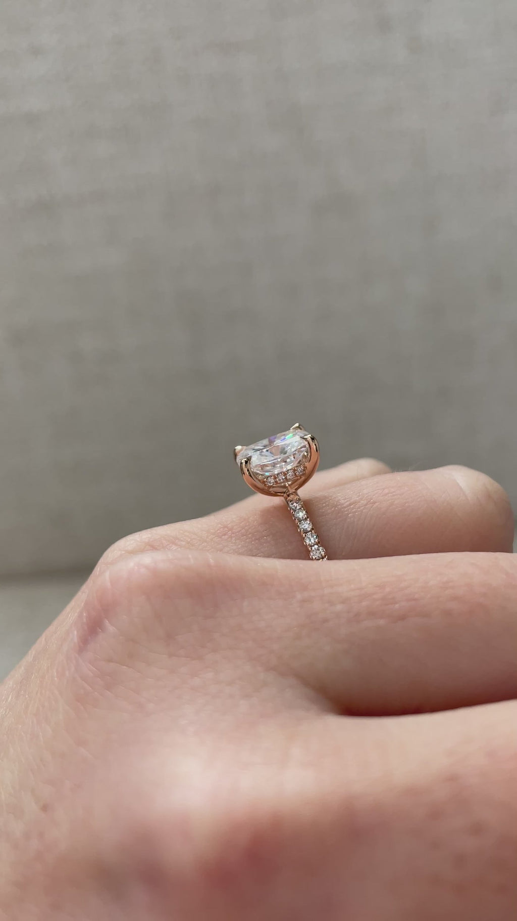 2.01-4.01 CT Elongated Cushion Cut Lab Grown Diamond Hidden Halo & Pave Engagement Ring