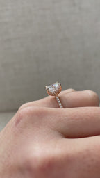 2.01-4.01 CT Elongated Cushion Cut Lab Grown Diamond Hidden Halo & Pave Engagement Ring