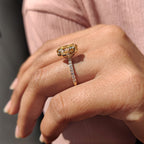 Yellow Oval Moissanite engagement ring in pave set