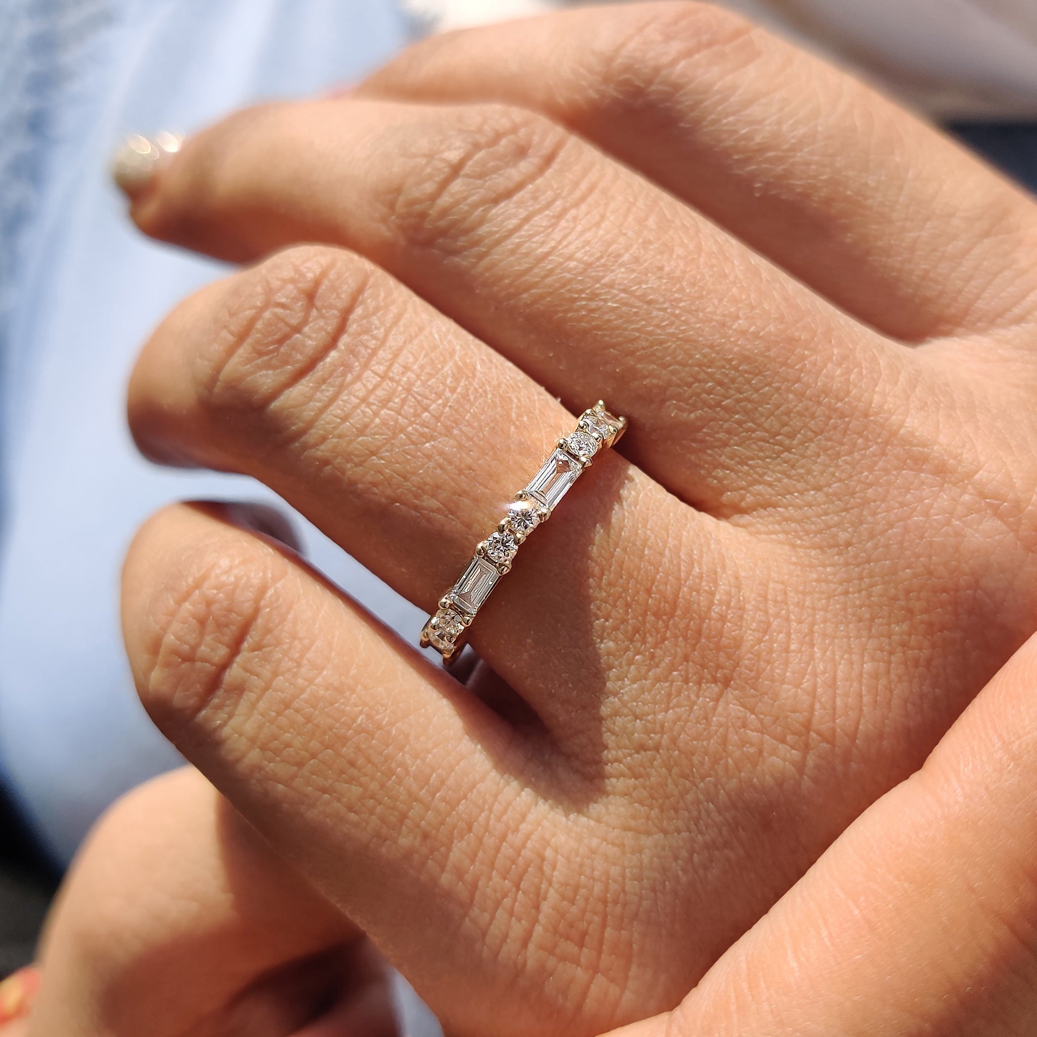 Baguette And Round Wedding Band