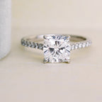 2.25 CT Cushion Moissanite Pave Setting Engagement Ring