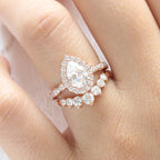 1.60 CT Pear Cut Moissanite Halo Bridal Ring Set