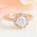 1.0 CT Cushion Cut Vintage Halo Style Moissanite Engagement Ring