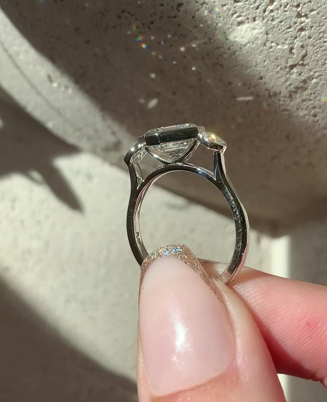 1.50 -3.50  CT Asscher ⁠Cut Lab Grown Diamond Bezel Engagement Ring