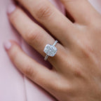 3.15 CT Cushion Moissanite Pave Setting Engagement Ring