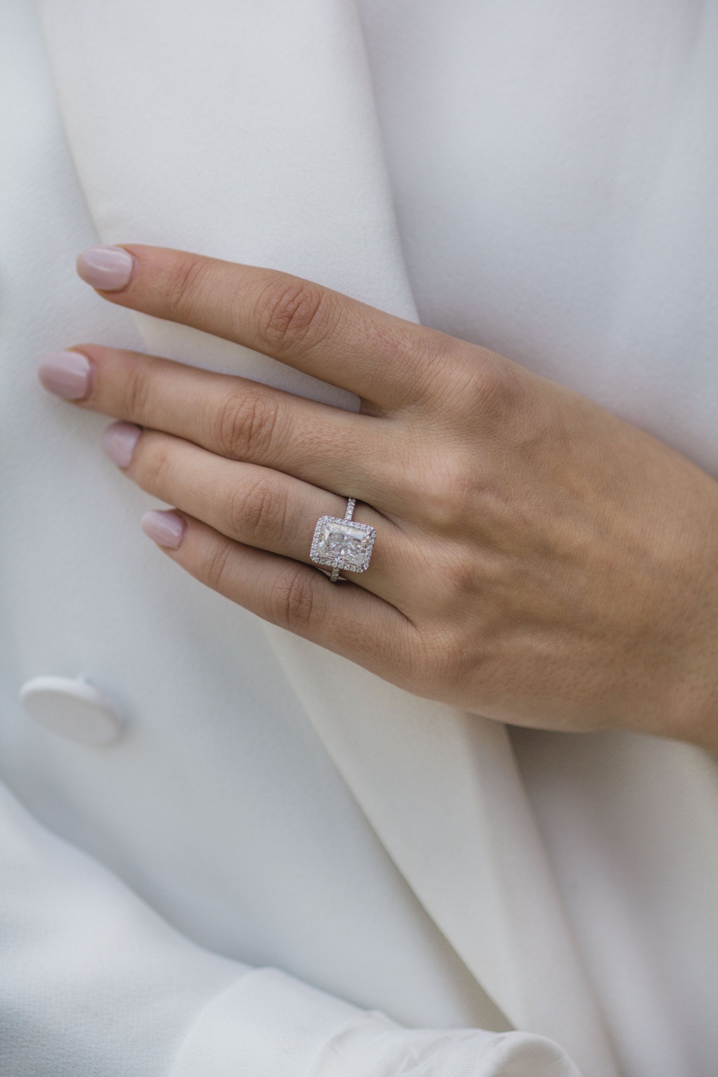 3.50 CT Radiant Moissanite Halo Pave Setting Engagement Ring