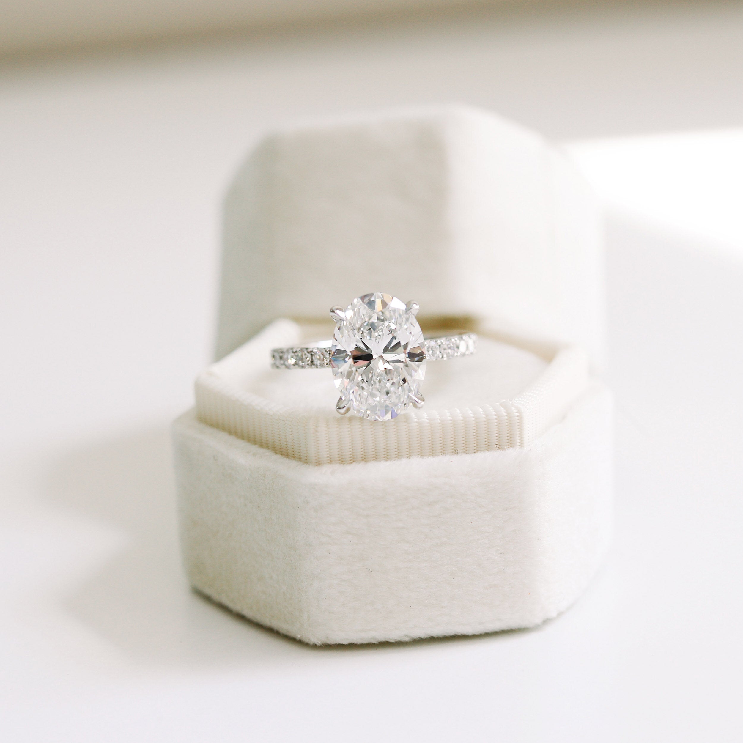 2.25 CT Oval Moissanite Pave Setting Engagement Ring