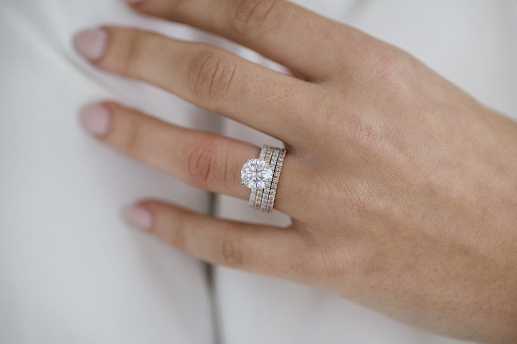 2.50 CT Round Cut Moissanite Hidden Halo Pave Setting Engagement Ring