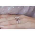 3.55 CT Radiant Moissanite Hidden Halo & Pave Setting Engagement Ring
