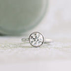 1.5 CT Round Cut Moissanite Bezel Engagement Ring