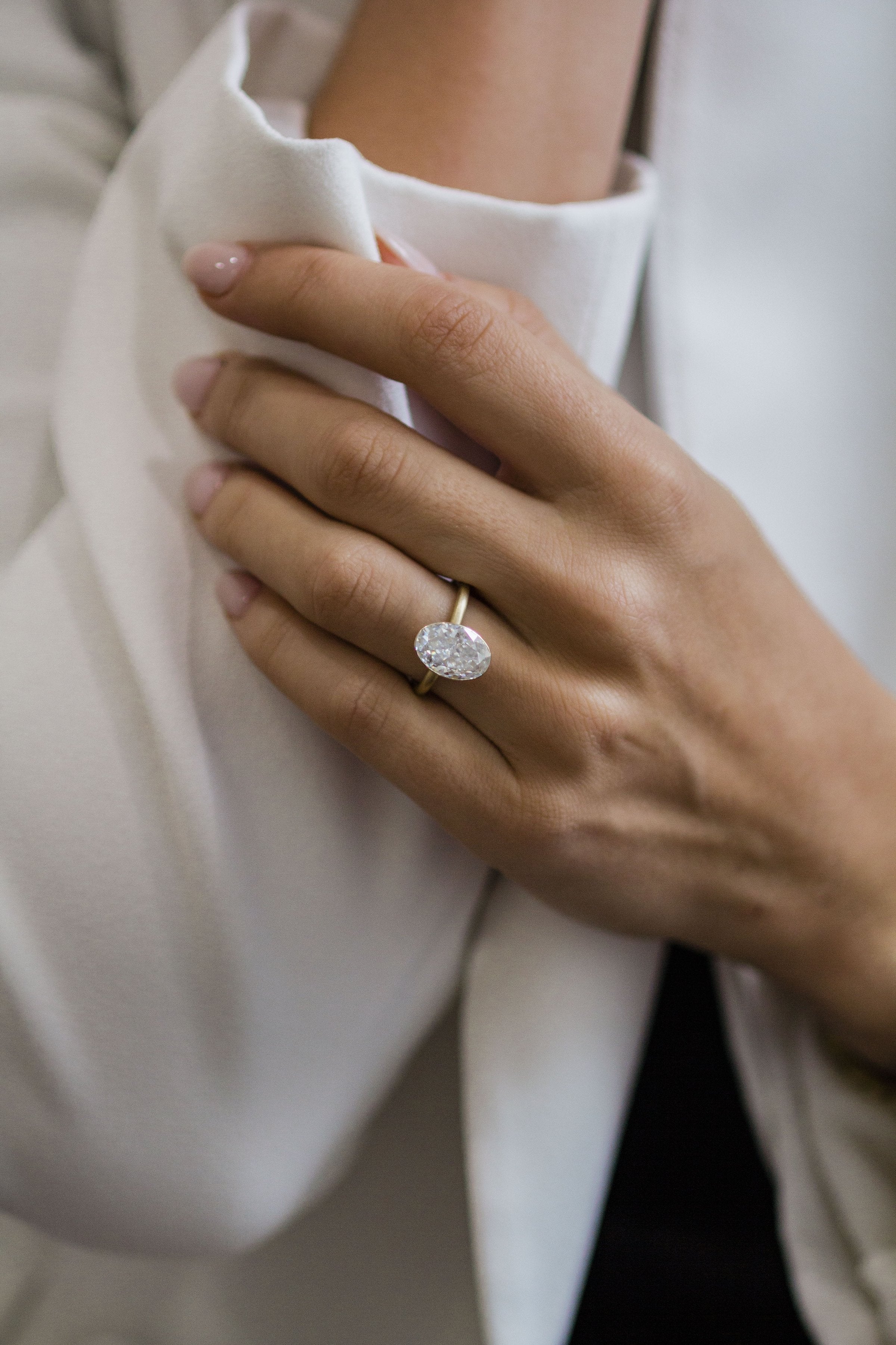 4.0 CT Oval Cut Moissanite Bezel Engagement Ring