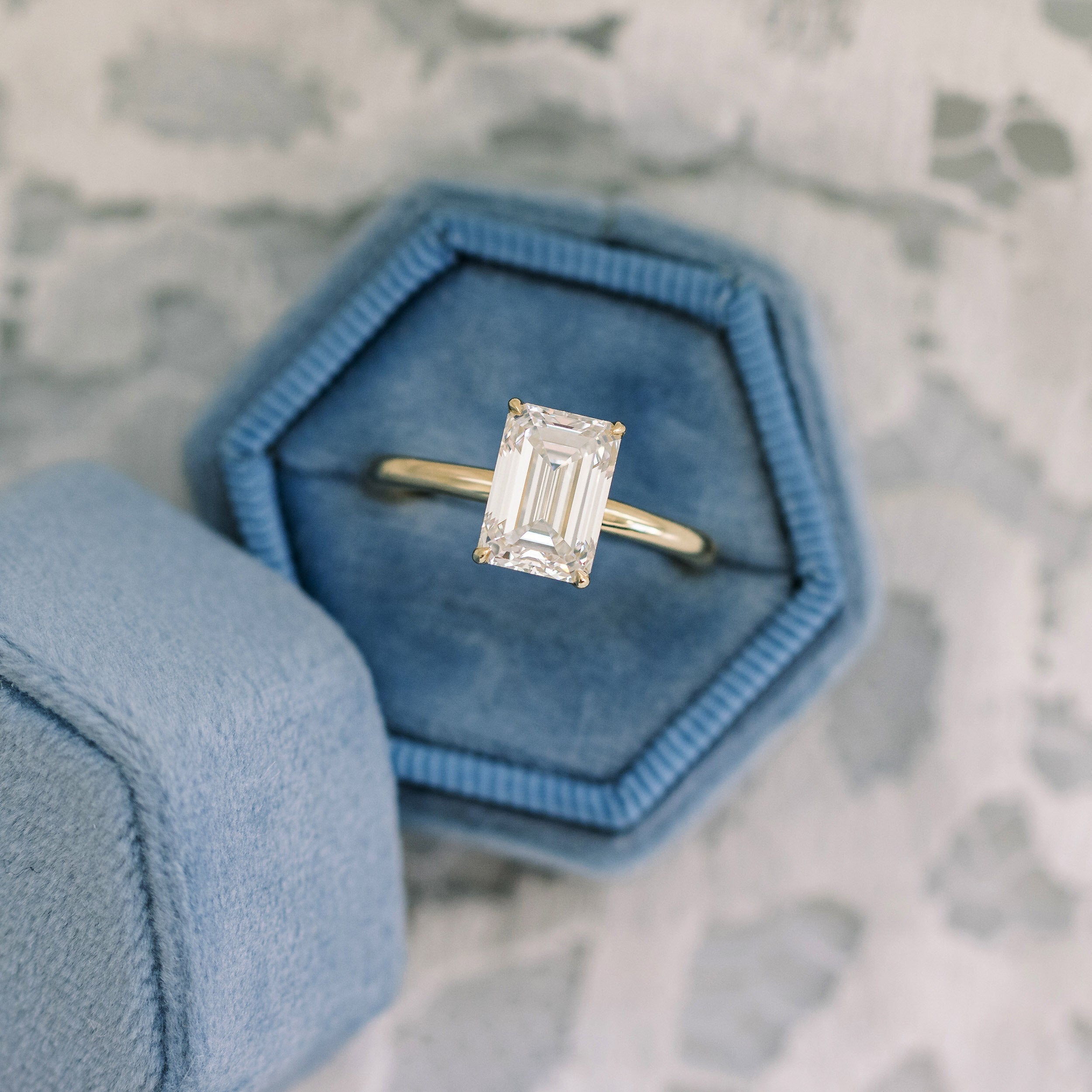 2.75 CT Emerald Cut Moissanite Solitaire Engagement Ring