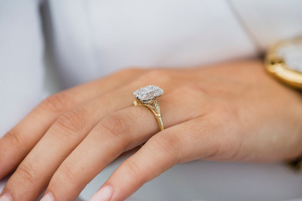 4.10 CT Emerald Cut Moissanite Solitaire Engagement Ring