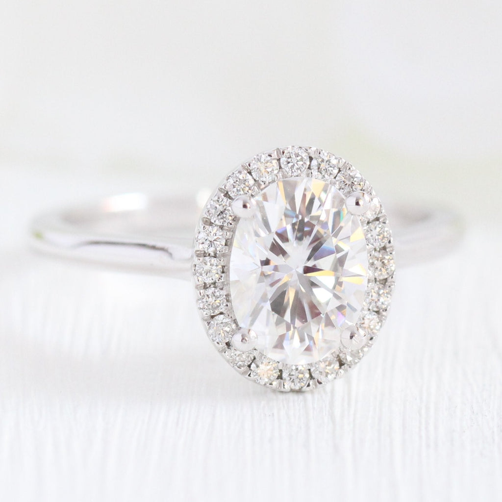 1.50 CT Oval Cut Halo Style Moissanite Engagement Ring