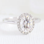 1.50 CT Oval Cut Halo Style Moissanite Engagement Ring