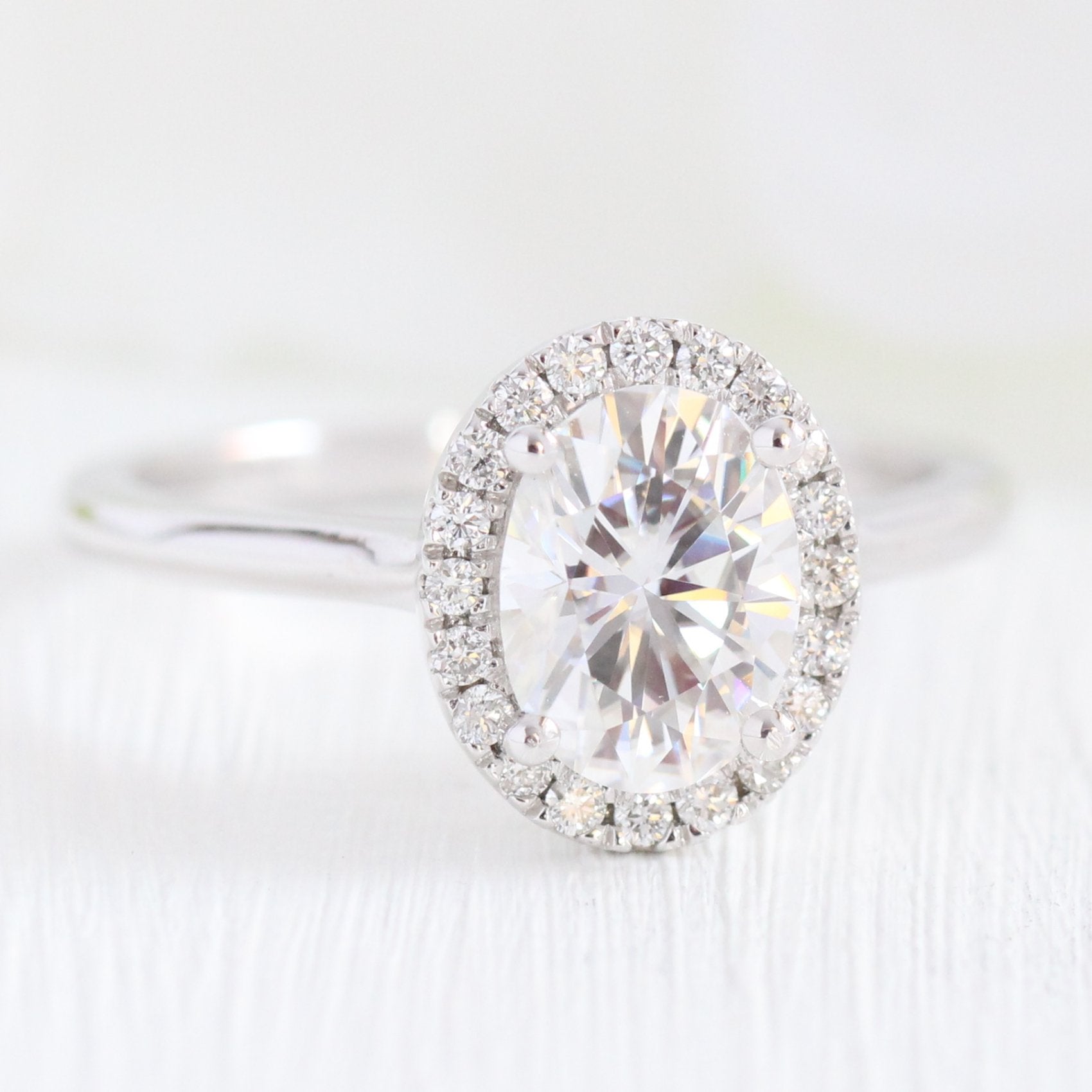 1.50 CT Oval Cut Halo Style Moissanite Engagement Ring