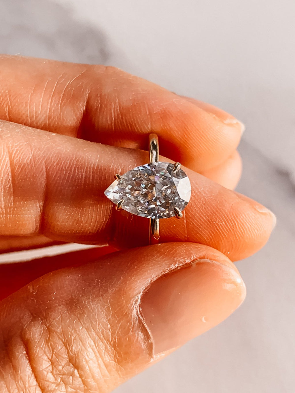 2.0 CT Pear Cut Moissanite Solitaire Engagement Ring